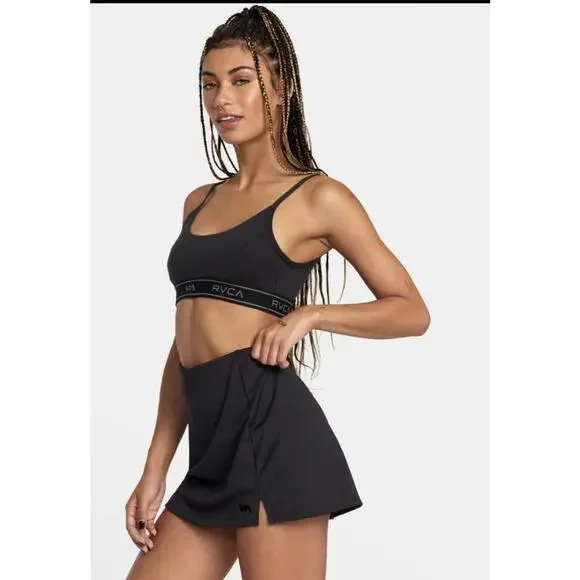 RVCA VA Essentials Tennis Skirt Black Medium Athleisure Pickle Ball Athleisure